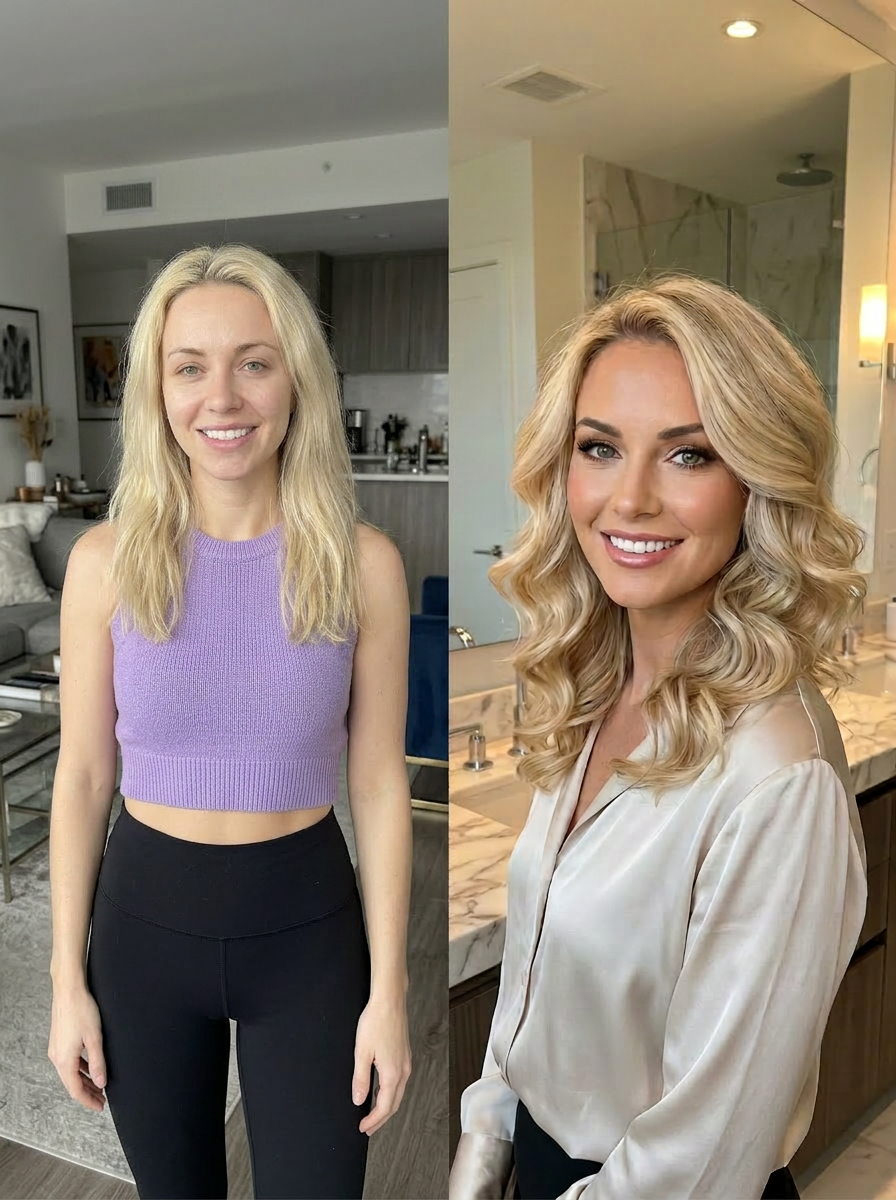 Professional beauty makeover before and after results