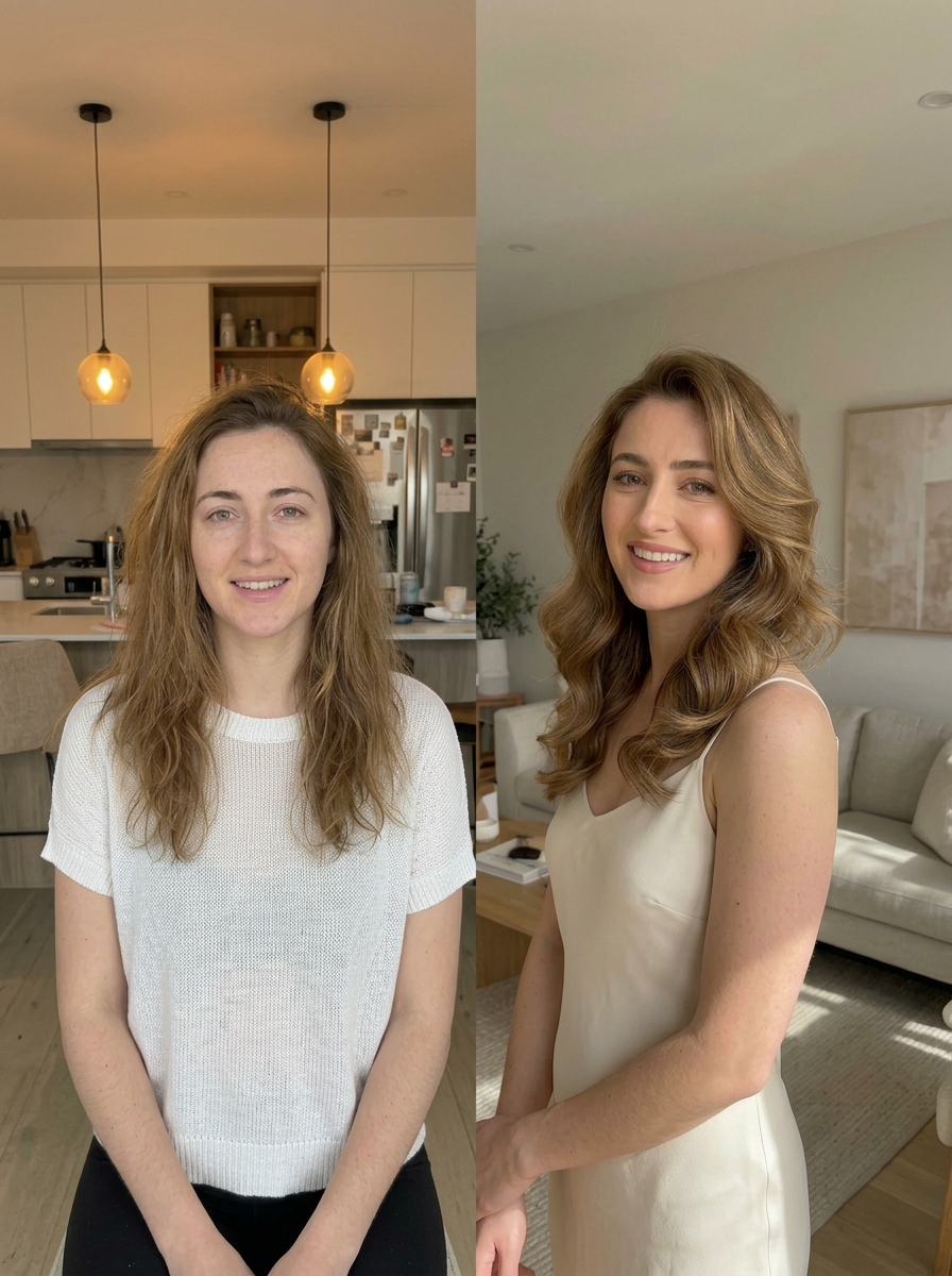 Professional before and after beauty transformation results